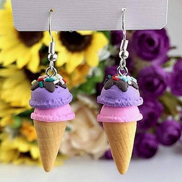 2 pair 3D Soft Clay Ice Cream Dangle Drop Earrings Set for Women Girls jewelry - Picture 3 of 4